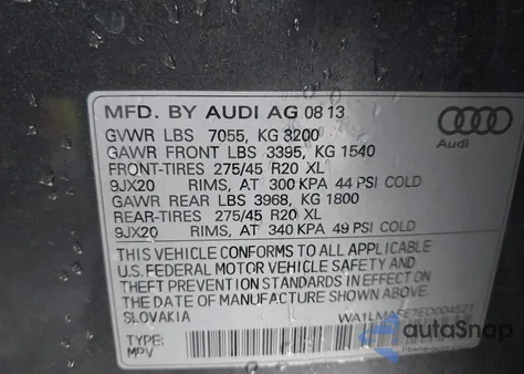 2014 Audi Q7 3.0 Tdi Premium из США, поврежденный, VIN WA1LMAFE7ED004521